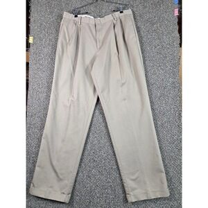 Dockers Pleated Chinos Mens 38x34 Tan Stain Defender Cuffed Khaki Pants